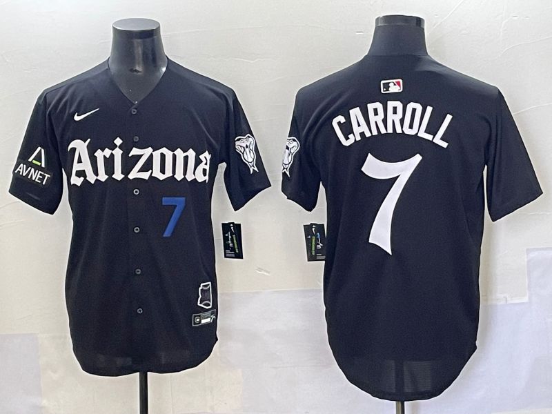 Men 2025 Arizona Diamondback #7 Carroll Black Five generations Joint Name Nike MLB Jersey style 7->arizona diamondback->MLB Jersey
